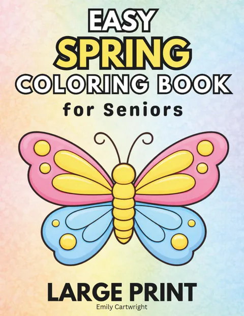 Easy Spring Coloring Book for Seniors cover